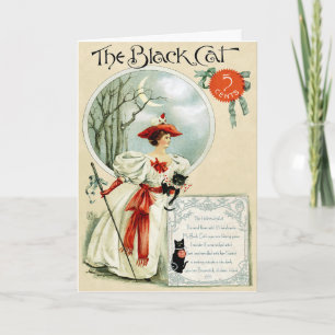EXKLUSIVE "SCHWARZE KATZE" ART NOUVEAU HALLOWEEN KARTE
