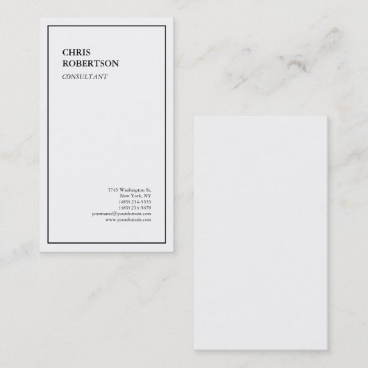 Exklusive Special Black Border White Moderne Visitenkarte (Vorne/Hinten)