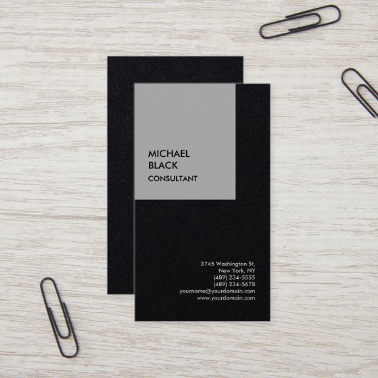 Exklusive Special Black Modern Minimalistisch Visitenkarte (Vorderseite/Rückseite Beispiel)