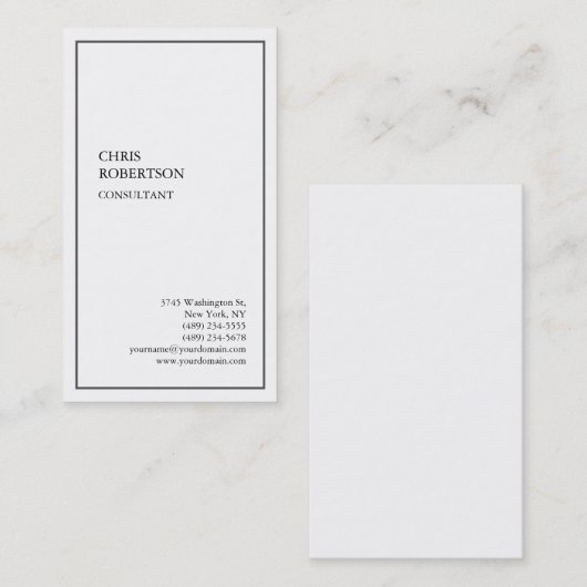 Exklusive Special Gray Border White Moderne einzig Visitenkarte (Vorne/Hinten)