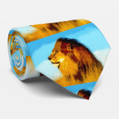 Exklusive Special Lion Profil Portrait Neck Tie Krawatte (Gerollt)