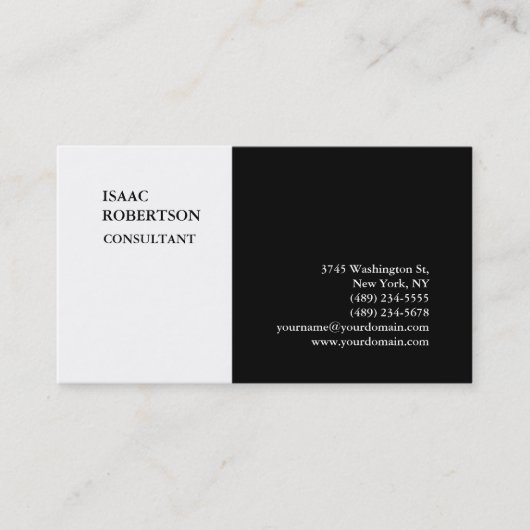 Exklusive Special Schlicht Schwarz-weiß Trendy Visitenkarte (Vorderseite)