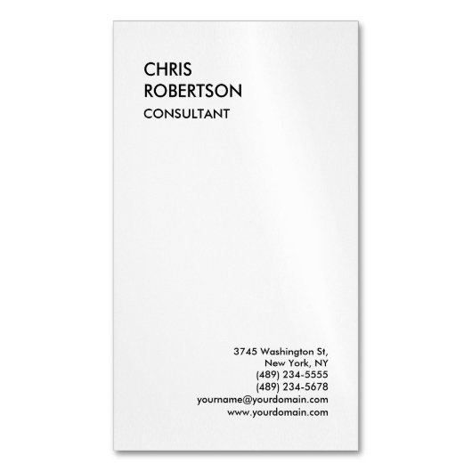 Exklusive Special Schwarz-weiß Modern Einzigartig Magnetische Visitenkarte (Vorderseite Vertikal)
