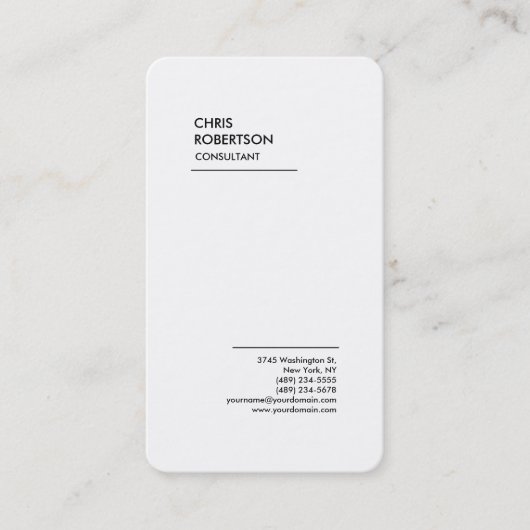 Exklusive Special Schwarz-weiß Moderne Minimalisti Visitenkarte (Vorderseite)