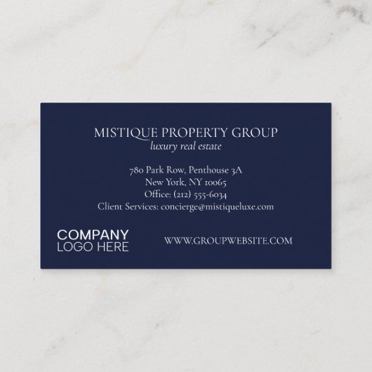 Exklusive Visitenkarte (Rückseite)