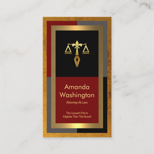 Exklusiver exquisiter Gold Foto Frame Anwalt Visitenkarte (Vorderseite)