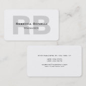 Exklusiver Monogramm-Manager in weißem Grau Visitenkarte (Vorne/Hinten)