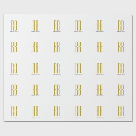 Exklusives einzigartiges Gold-Farben-Monogramm Mod Geschenkpapier (Flach)