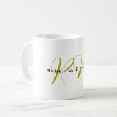 Exklusives einzigartiges Gold-Farben-Monogramm Mod Kaffeetasse (Vorderseite Links)