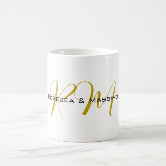 Exklusives einzigartiges Gold-Farben-Monogramm Mod Kaffeetasse (Mittel)
