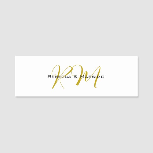 Exklusives einzigartiges Gold-Farben-Monogramm Mod Namensschild (Vorderseite)
