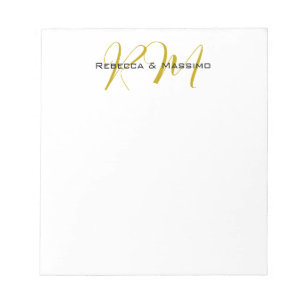 Exklusives einzigartiges Gold-Farben-Monogramm Mod Notizblock