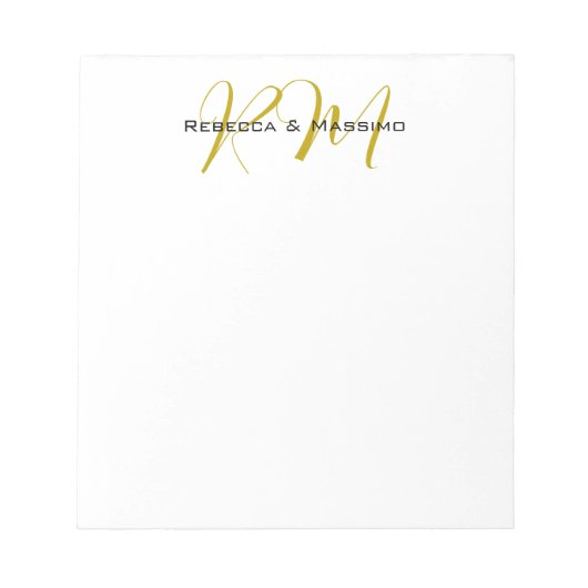 Exklusives einzigartiges Gold-Farben-Monogramm Mod Notizblock (Vorderseite)