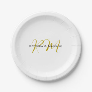 Exklusives einzigartiges Gold-Farben-Monogramm Mod Pappteller