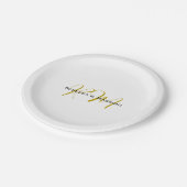Exklusives einzigartiges Gold-Farben-Monogramm Mod Pappteller (Schrägansicht)