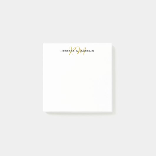 Exklusives einzigartiges Gold-Farben-Monogramm Mod Post-it Klebezettel (Vorderseite)