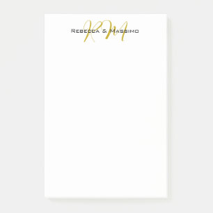 Exklusives einzigartiges Gold-Farben-Monogramm Mod Post-it Klebezettel