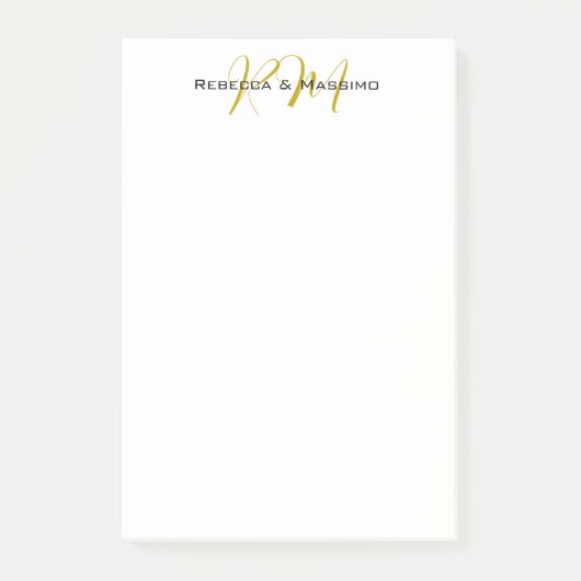 Exklusives einzigartiges Gold-Farben-Monogramm Mod Post-it Klebezettel (Vorderseite)
