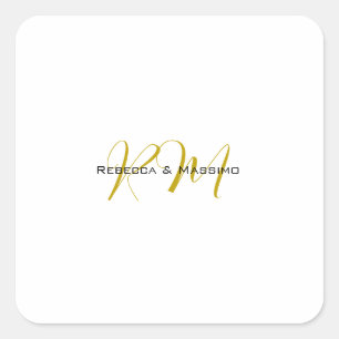 Exklusives einzigartiges Gold-Farben-Monogramm Mod Quadratischer Aufkleber