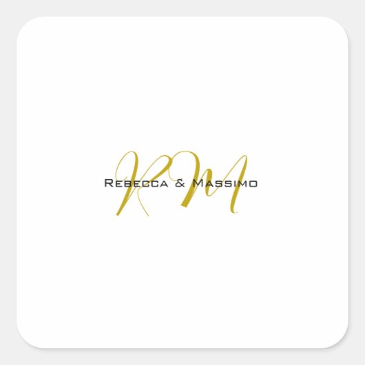 Exklusives einzigartiges Gold-Farben-Monogramm Mod Quadratischer Aufkleber (Vorderseite)