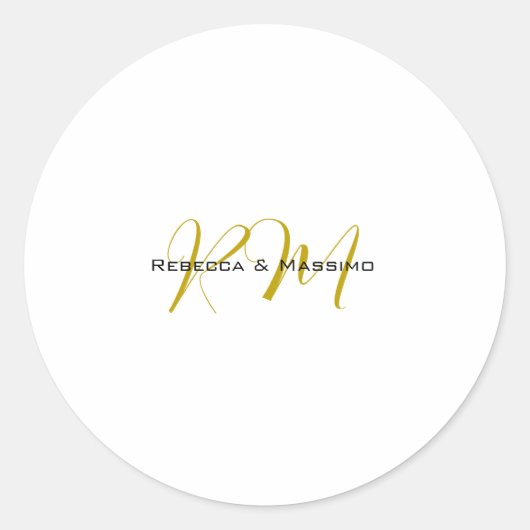 Exklusives einzigartiges Gold-Farben-Monogramm Mod Runder Aufkleber (Vorderseite)