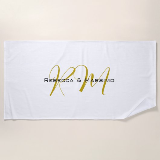 Exklusives einzigartiges Gold-Farben-Monogramm Mod Strandtuch (Vorderseite)