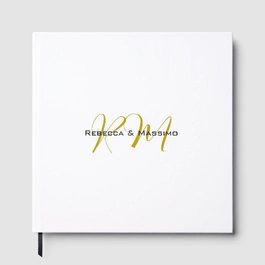 Exklusives einzigartiges goldenes Monogramm modern Gästebuch (Vorderseite)