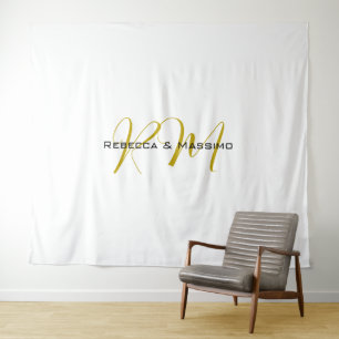 Exklusives einzigartiges goldenes Monogramm modern Wandteppich