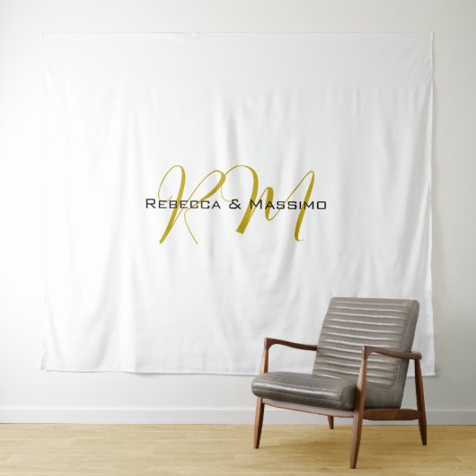 Exklusives einzigartiges goldenes Monogramm modern Wandteppich (Beispiel (Horizontal))