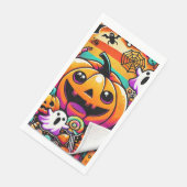 Exklusives Halloween Napkins-Spooky Pumpkin & Ghos Serviette (Ecke)
