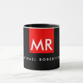 Exklusives Monogramm Schwarzer Streifen-Elegant Tasse (Zentrum)