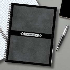 Exklusives Schwarz-Graues Monogramm-Journal Notizb Notizblock