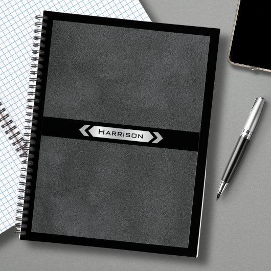 Exklusives Schwarz-Graues Monogramm-Journal Notizb Notizblock