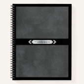 Exklusives Schwarz-Graues Monogramm-Journal Notizb Notizblock (Vorderseite)