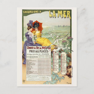 Exkursionen à la mer France Vintage Poster 1895 Postkarte