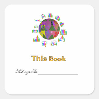 Exlibris 'Personalize Around The World'  Quadratischer Aufkleber