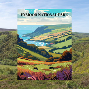 Exmoor National Park, England Reisen Vintag Postkarte