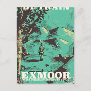 Exmoor National Park Vintage Reiseplakat Postkarte