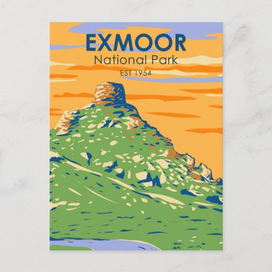 Exmoor Nationalpark Burg Rock Vintag England Postkarte (Vorderseite)