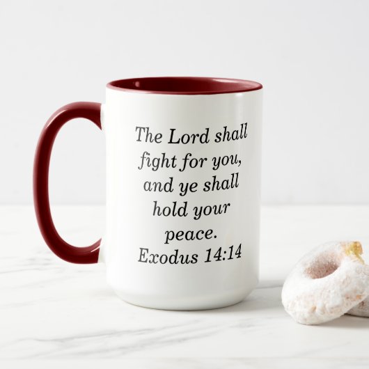 Exodus 14:14 Bibelvers Schrift Kaffeetasse (Mit Donut)