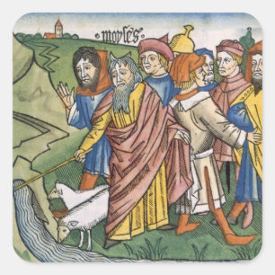 Exodus 17 1-7 Moses macht den Wasserstrom von Quadratischer Aufkleber