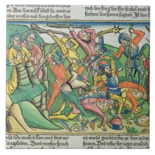 Exodus 17 8-15 Aaron und Hur stützen Moseses Hän Fliese