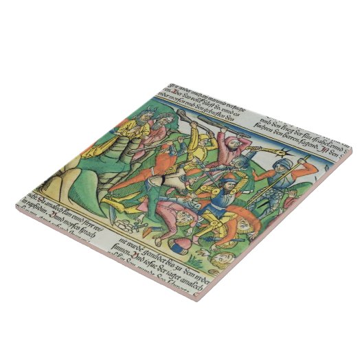 Exodus 17 8-15 Aaron und Hur stützen Moseses Hände Fliese (Seite)