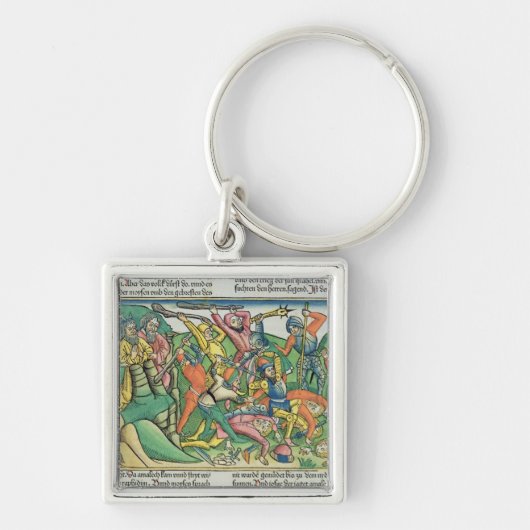 Exodus 17 8-15 Aaron und Hur stützen Moseses Hände Schlüsselanhänger (Vorne)