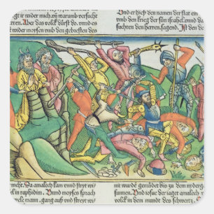 Exodus 17 8-15 Aaron und Hur unterstützen Moses' H Quadratischer Aufkleber
