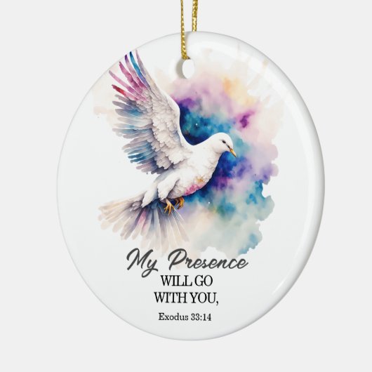 Exodus 33:14 Meine Gegenwart geht mit deiner Bibel Keramik Ornament (Links)