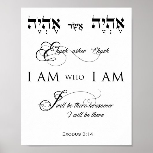 Exodus 3 Vers 14 Ich bin derjenige, der ich bin Poster (Vorne)
