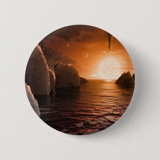 Exoplanet Trappist-1f von der Icy Night Seite. Button (Vorderseite)
