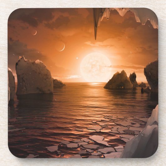 Exoplanet Trappist-1f von der Icy Night Seite. Getränkeuntersetzer (Vorderseite)