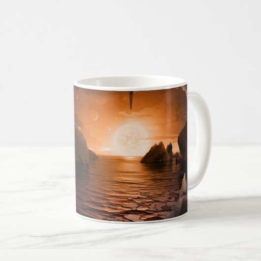 Exoplanet Trappist-1f von der Icy Night Seite. Kaffeetasse (VorderseiteRechts)